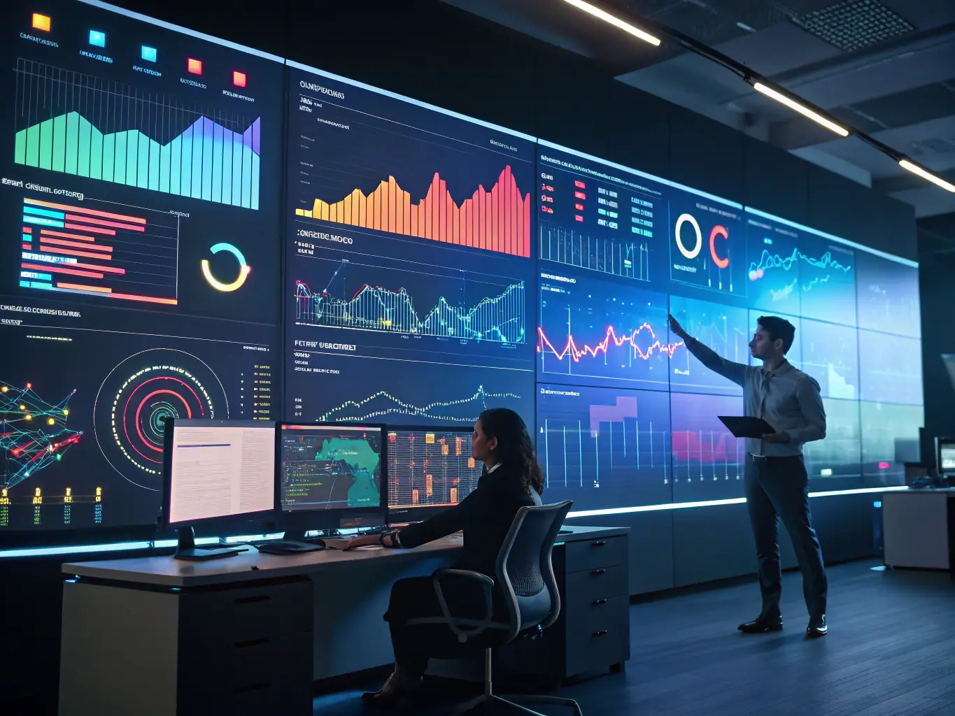 A dynamic dashboard displaying real-time marketing campaign performance metrics, including conversion rates, click-through rates, and cost per acquisition, visualized through interactive charts and graphs.