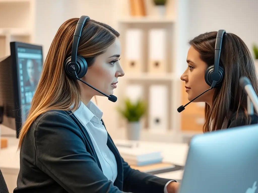 An image depicting an AI phone agent conducting a human-like conversation, emphasizing the natural language processing and voice recognition capabilities that enable effective communication.