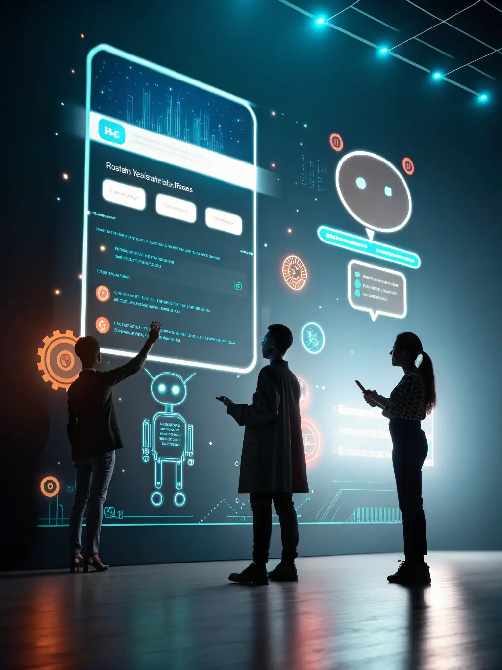 A visually appealing image of an AI chatbot interface seamlessly integrated into a website, assisting a customer with their inquiry in real-time. The chatbot is designed with a friendly and approachable design.