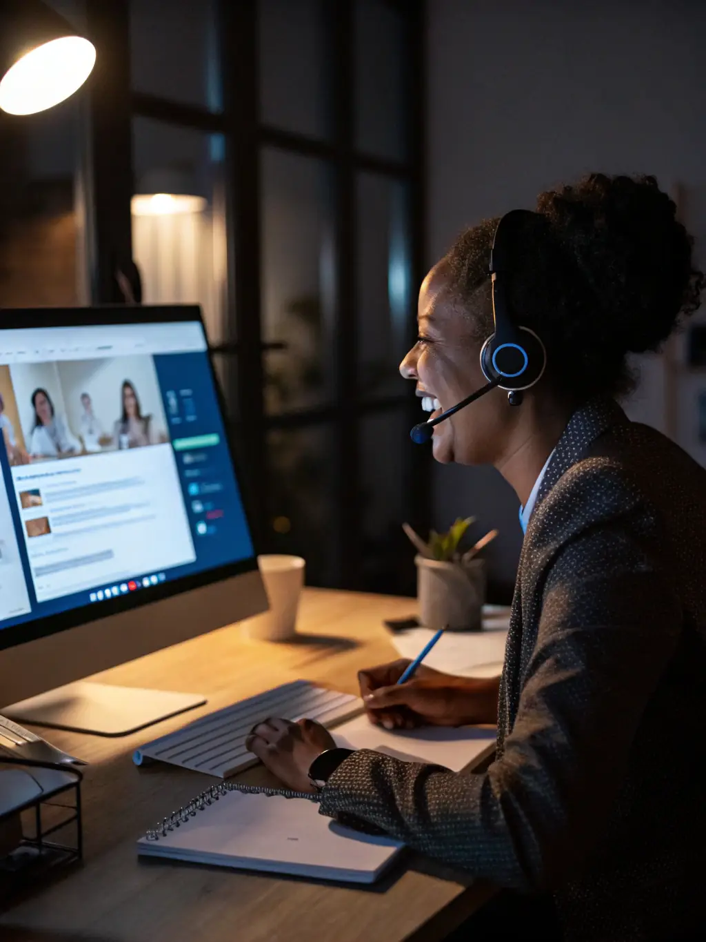 A professional image of an AI phone agent handling a customer call, showcasing its ability to understand and respond to inquiries with human-like accuracy and efficiency.