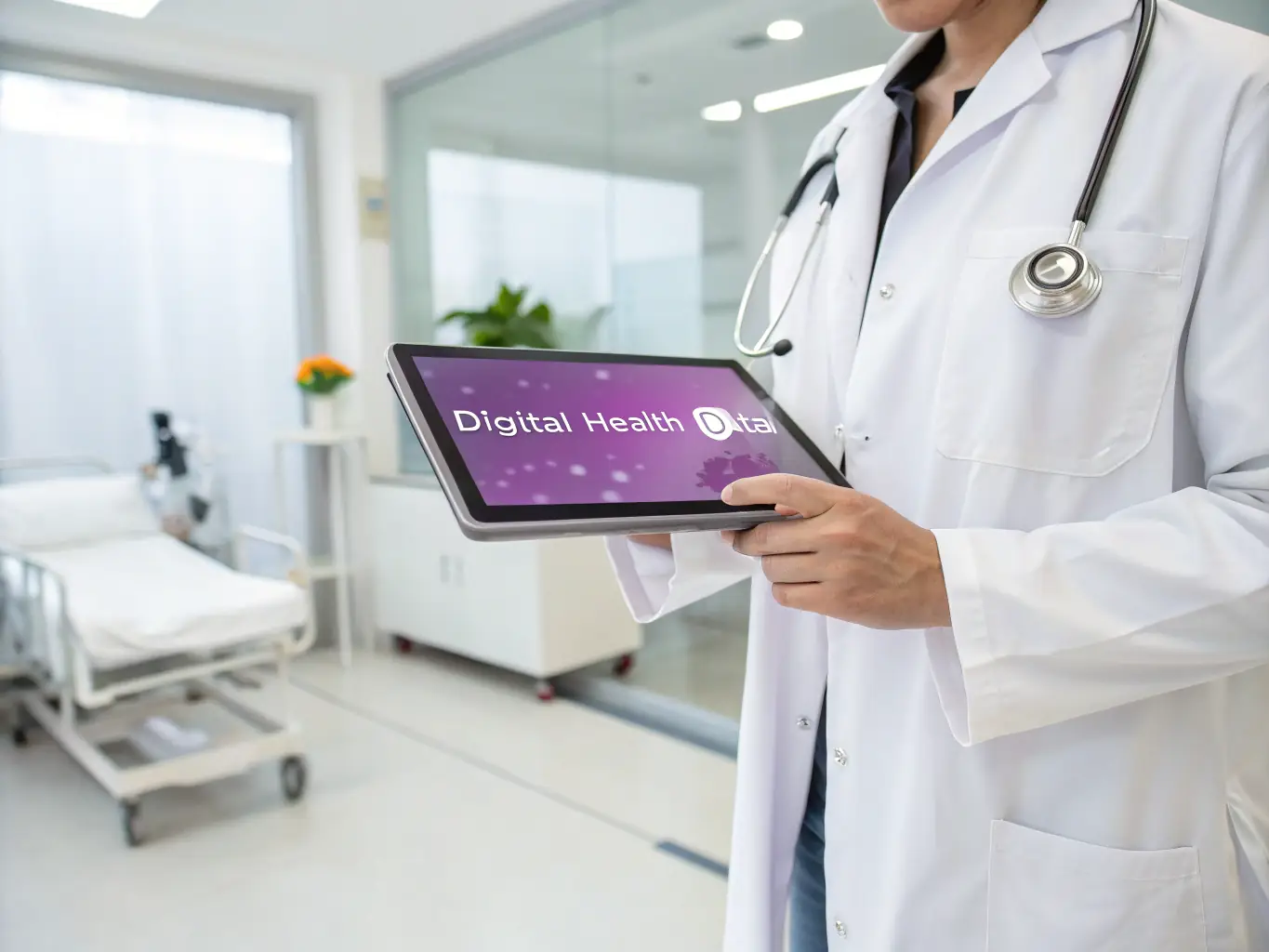 A visually appealing image showing a doctor using a tablet, symbolizing the healthcare industry and its reliance on efficient communication.