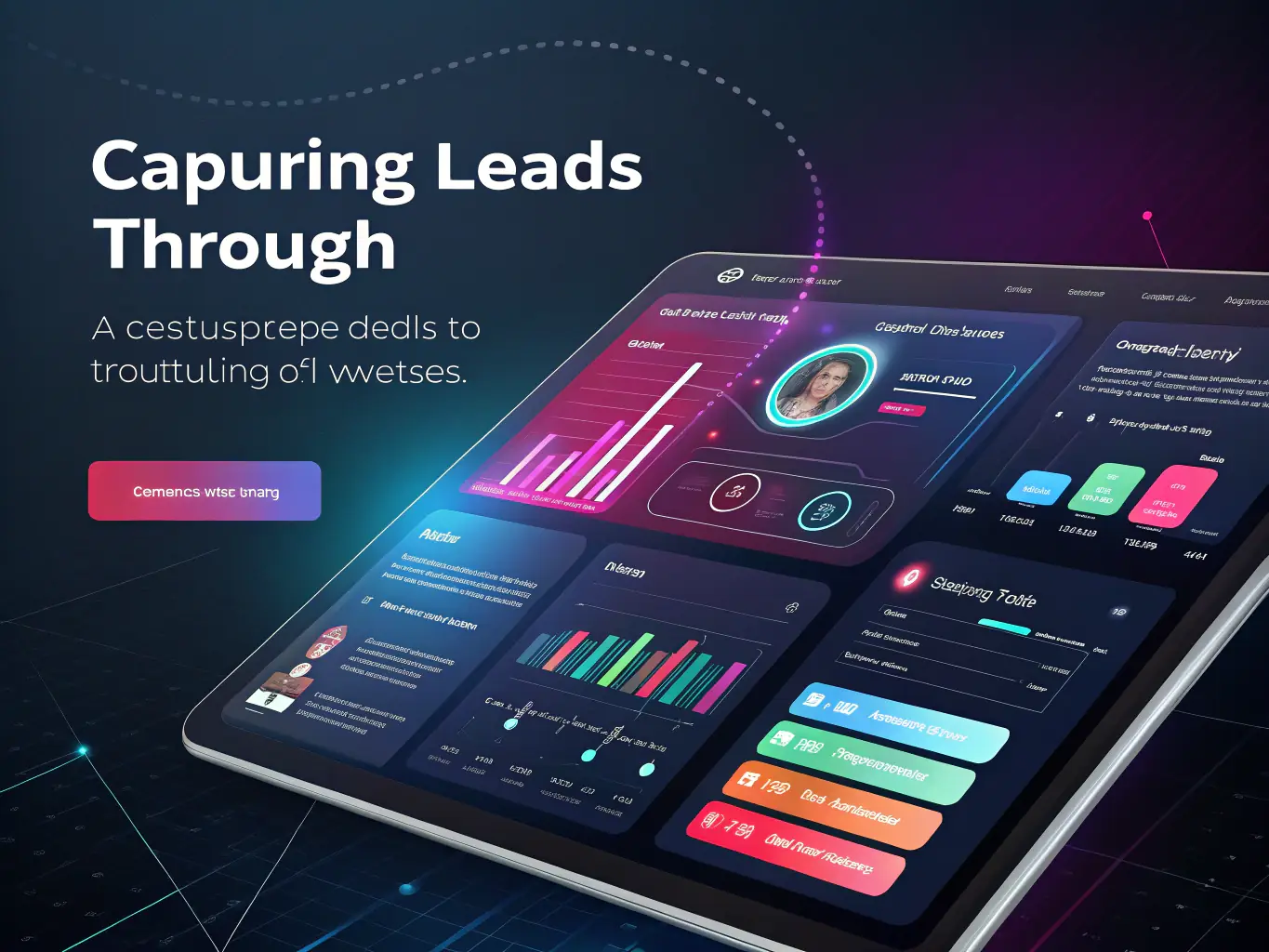A graphic showing an AI chatbot analyzing customer data and interactions to determine lead quality, with visual cues indicating high, medium, and low-quality leads.